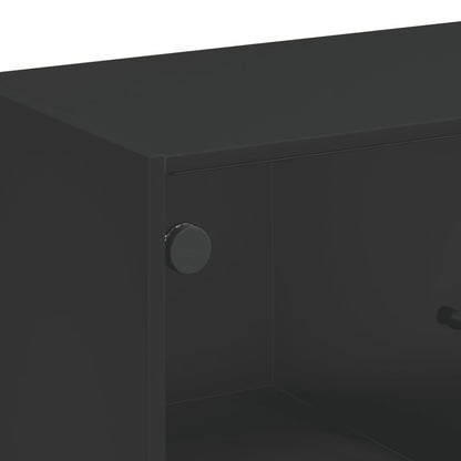 Armadio laterale con porte di vetro nero 68x37x75,5 cm