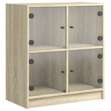 Cabinet laterale con porte di vetro in quercia Sonoma 68x37x75,5 cm