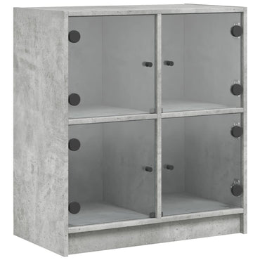 Armadio laterale con porte in vetro grigio in cemento 68x37x75,5 cm