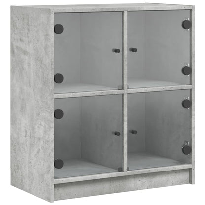 Armadio laterale con porte in vetro grigio in cemento 68x37x75,5 cm