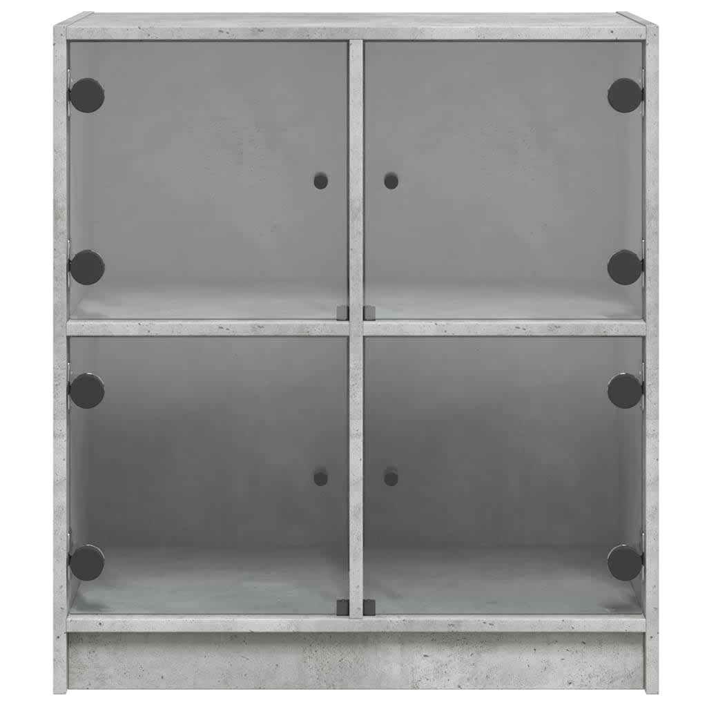 Armadio laterale con porte in vetro grigio in cemento 68x37x75,5 cm
