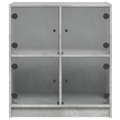 Armadio laterale con porte in vetro grigio in cemento 68x37x75,5 cm