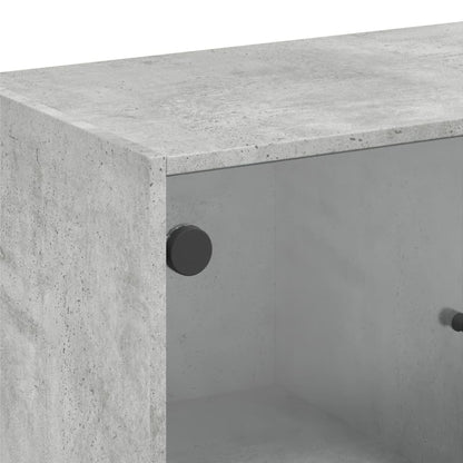 Armadio laterale con porte in vetro grigio in cemento 68x37x75,5 cm