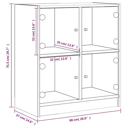 Armadio laterale con porte in vetro grigio in cemento 68x37x75,5 cm