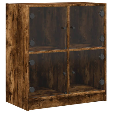 Armadio laterale con porte di vetro di quercia affumicate 68x37x75,5 cm