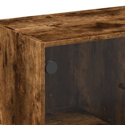 Armadio laterale con porte di vetro di quercia affumicate 68x37x75,5 cm