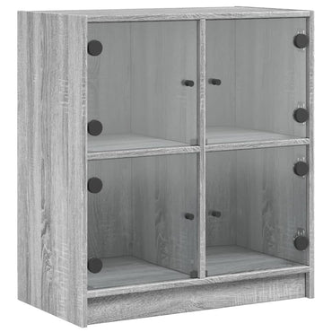 Armadio laterale con porte di vetro Sonoma grigio 68x37x75,5 cm