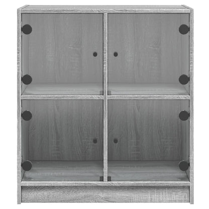Armadio laterale con porte di vetro Sonoma grigio 68x37x75,5 cm