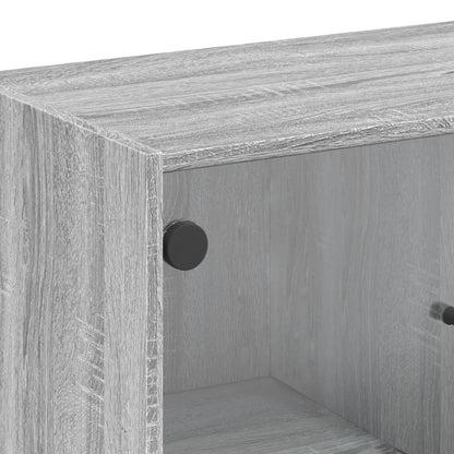 Armadio laterale con porte di vetro Sonoma grigio 68x37x75,5 cm