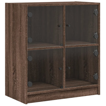 Armadio laterale con porte di vetro in rovere marrone 68x37x75,5 cm