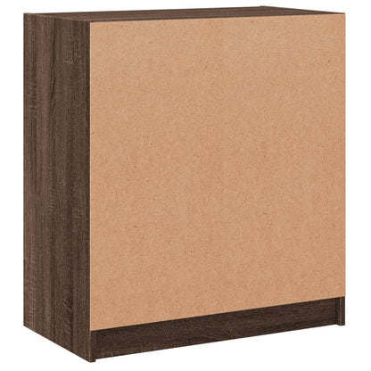 Armadio laterale con porte di vetro in rovere marrone 68x37x75,5 cm