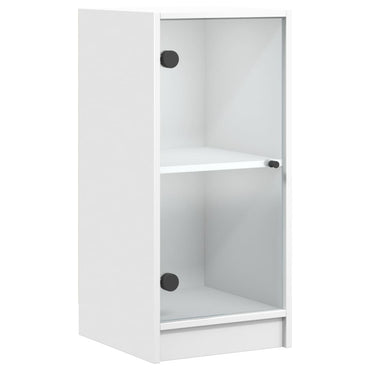 Armadio laterale con porte di vetro bianco 35x37x75,5 cm