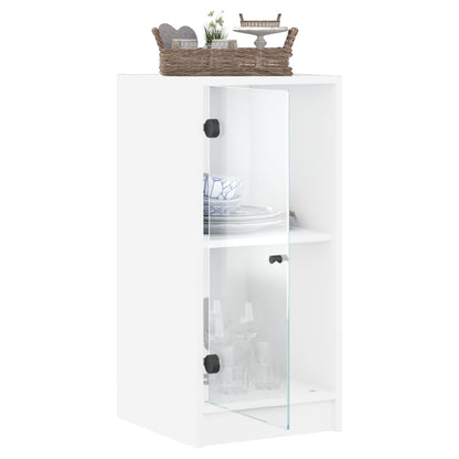 Armadio laterale con porte di vetro bianco 35x37x75,5 cm