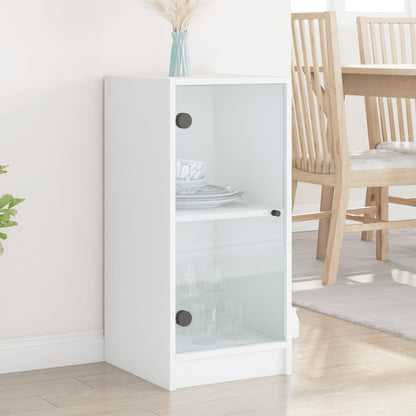Armadio laterale con porte di vetro bianco 35x37x75,5 cm
