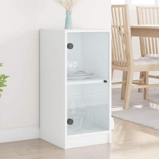 Armadio laterale con porte di vetro bianco 35x37x75,5 cm