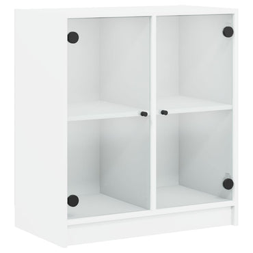 Armadio laterale con porte di vetro bianco 68x37x75,5 cm