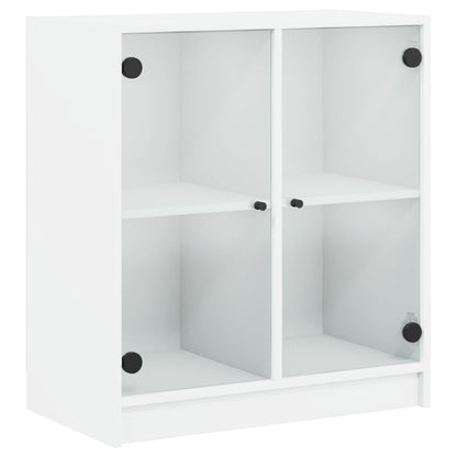 Armadio laterale con porte di vetro bianco 68x37x75,5 cm