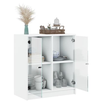 Armadio laterale con porte di vetro bianco 68x37x75,5 cm