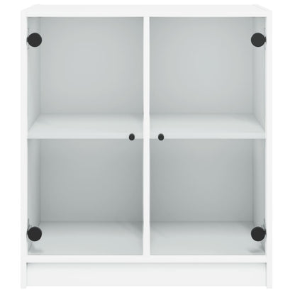 Armadio laterale con porte di vetro bianco 68x37x75,5 cm