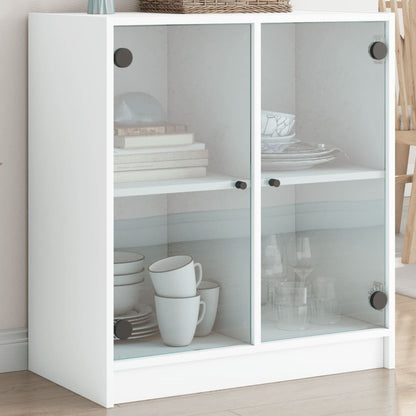 Armadio laterale con porte di vetro bianco 68x37x75,5 cm