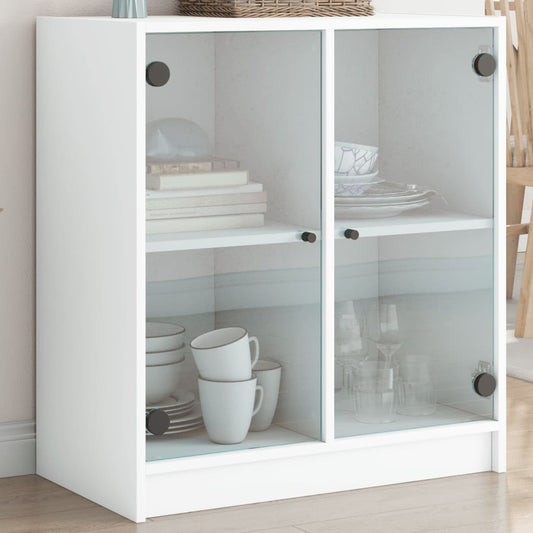 Armadio laterale con porte di vetro bianco 68x37x75,5 cm