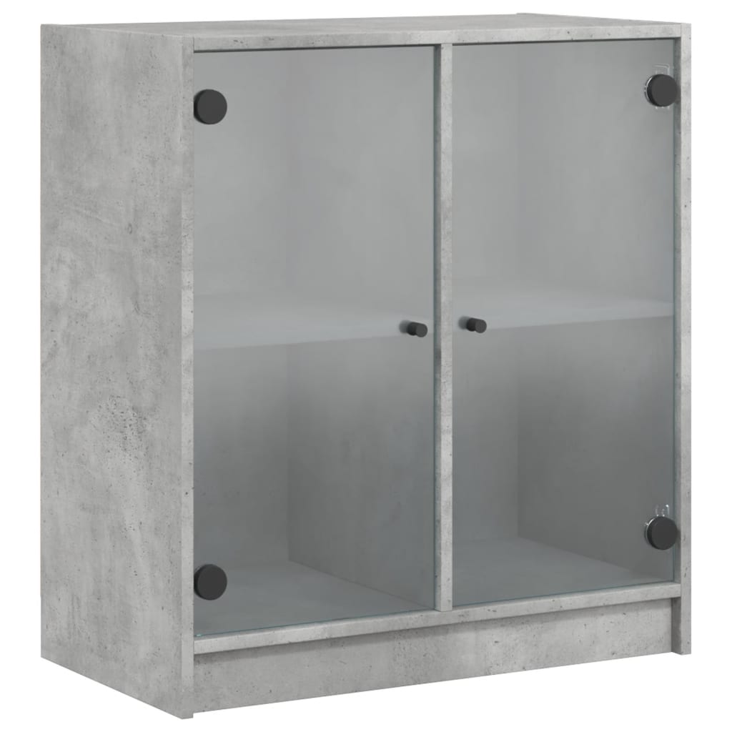 Armadio laterale con porte in vetro grigio in cemento 68x37x75,5 cm