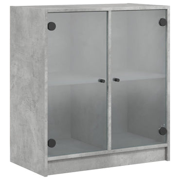 Armadio laterale con porte in vetro grigio in cemento 68x37x75,5 cm