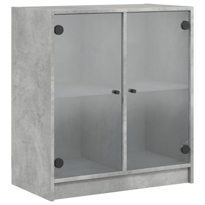 Armadio laterale con porte in vetro grigio in cemento 68x37x75,5 cm