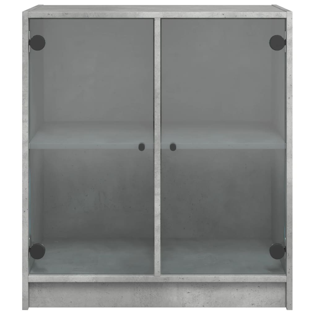 Armadio laterale con porte in vetro grigio in cemento 68x37x75,5 cm