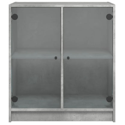 Armadio laterale con porte in vetro grigio in cemento 68x37x75,5 cm