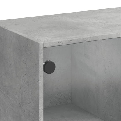 Armadio laterale con porte in vetro grigio in cemento 68x37x75,5 cm
