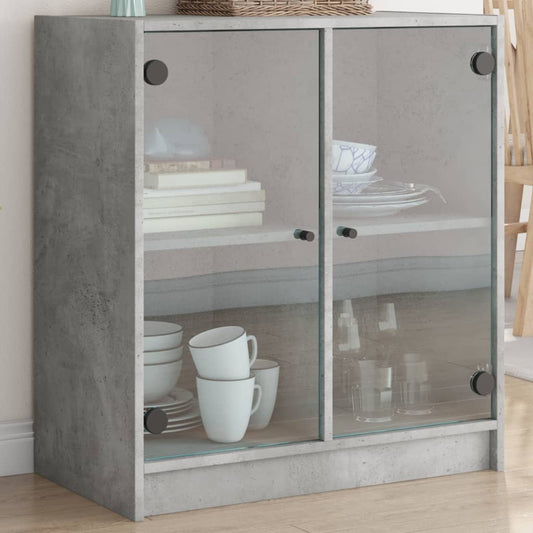 Armadio laterale con porte in vetro grigio in cemento 68x37x75,5 cm