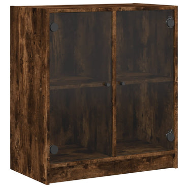Armadio laterale con porte di vetro di quercia affumicate 68x37x75,5 cm