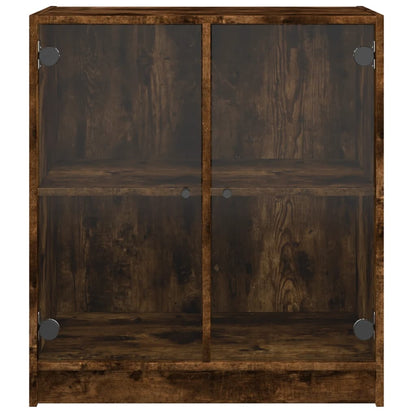 Armadio laterale con porte di vetro di quercia affumicate 68x37x75,5 cm