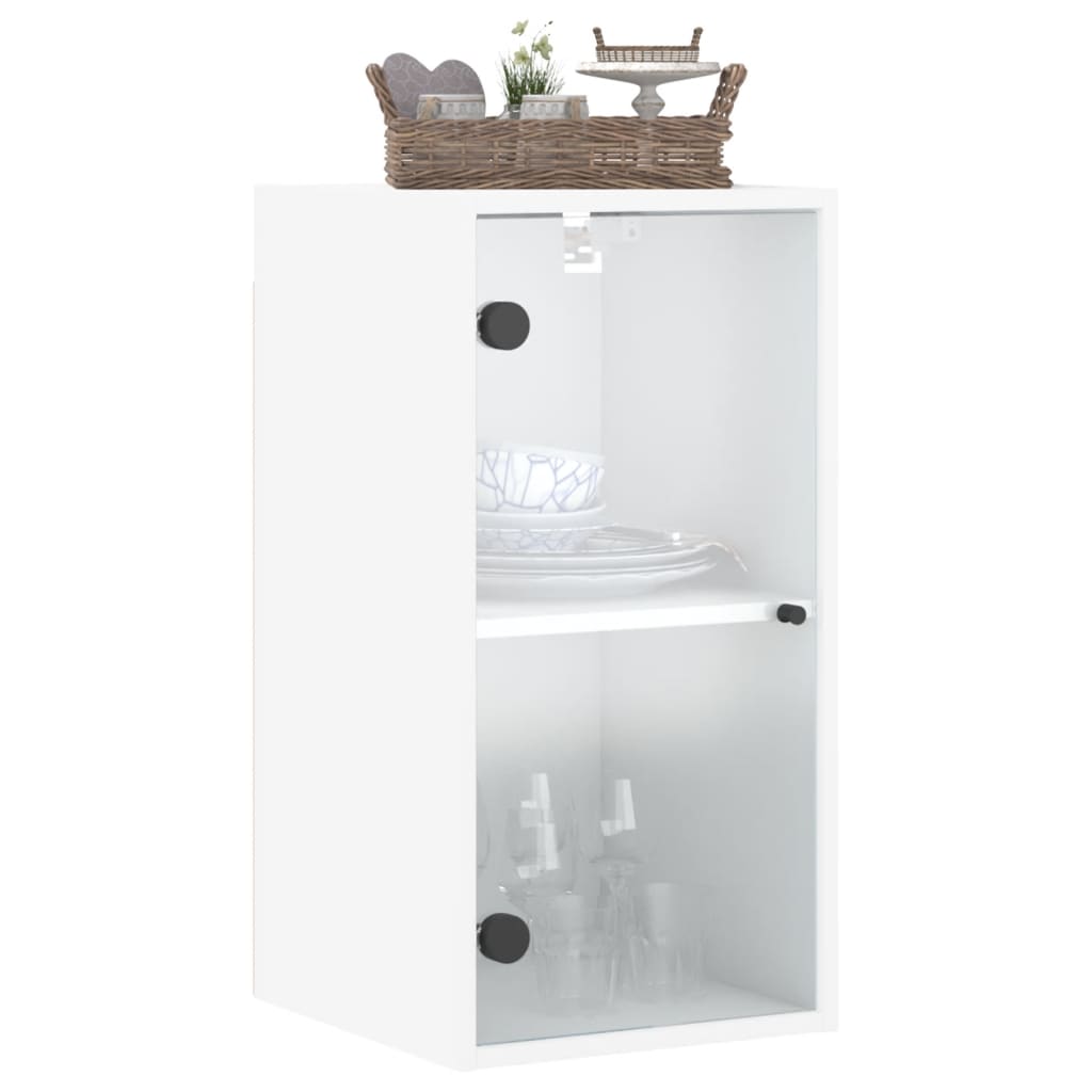 Wall cabinet with white glass doors 35x37x68.5 cm