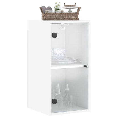 Wall cabinet with white glass doors 35x37x68.5 cm