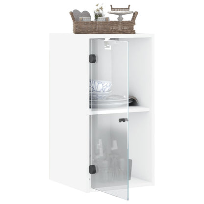 Wall cabinet with white glass doors 35x37x68.5 cm