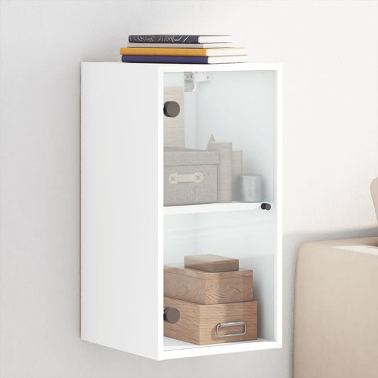 Wall cabinet with white glass doors 35x37x68.5 cm