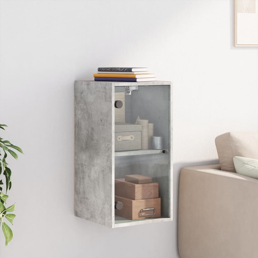 Wall cabinet with concrete gray glass doors 35x37x68.5 cm