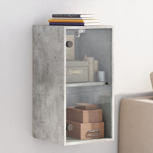 Wall cabinet with concrete gray glass doors 35x37x68.5 cm