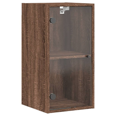 Wall cabinet with brown oak glass doors 35x37x68.5 cm