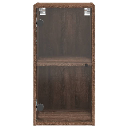 Wall cabinet with brown oak glass doors 35x37x68.5 cm