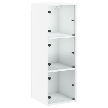Wall cabinet with white glass doors 35x37x100 cm