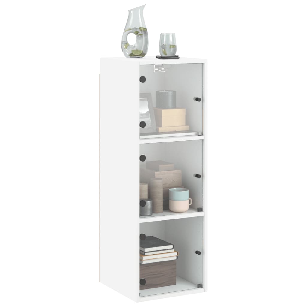 Wall cabinet with white glass doors 35x37x100 cm