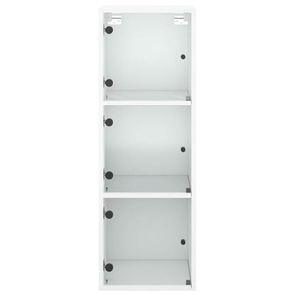 Wall cabinet with white glass doors 35x37x100 cm