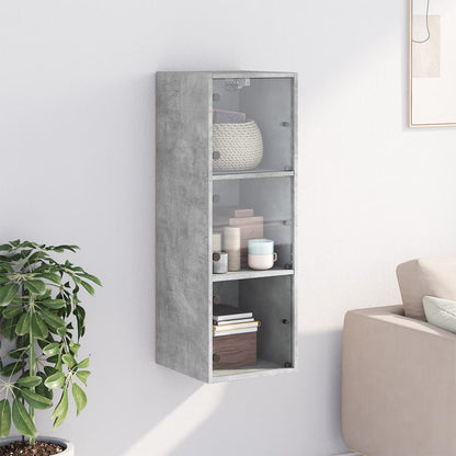Wall cabinet with concrete gray glass doors 35x37x100 cm