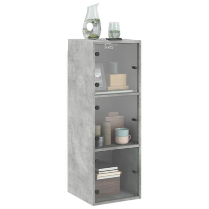 Wall cabinet with concrete gray glass doors 35x37x100 cm