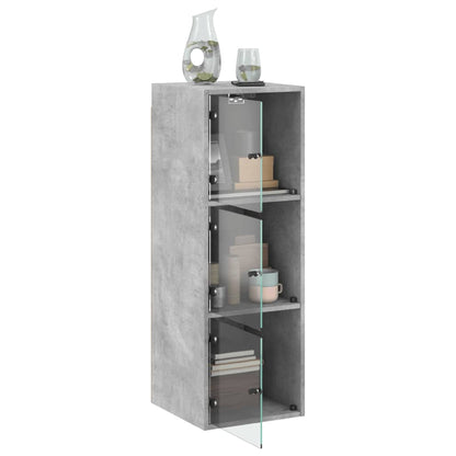 Wall cabinet with concrete gray glass doors 35x37x100 cm