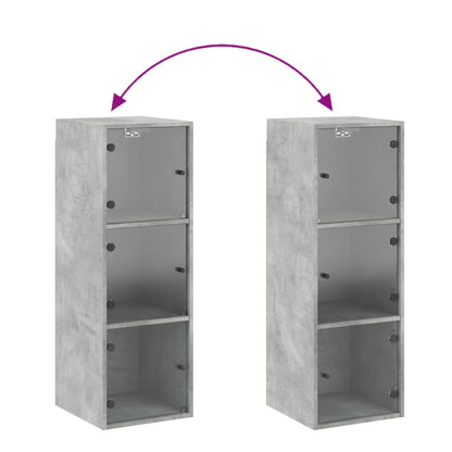 Wall cabinet with concrete gray glass doors 35x37x100 cm