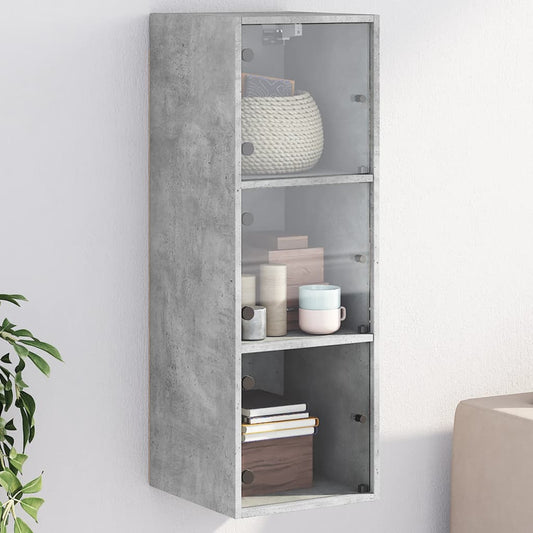 Wall cabinet with concrete gray glass doors 35x37x100 cm